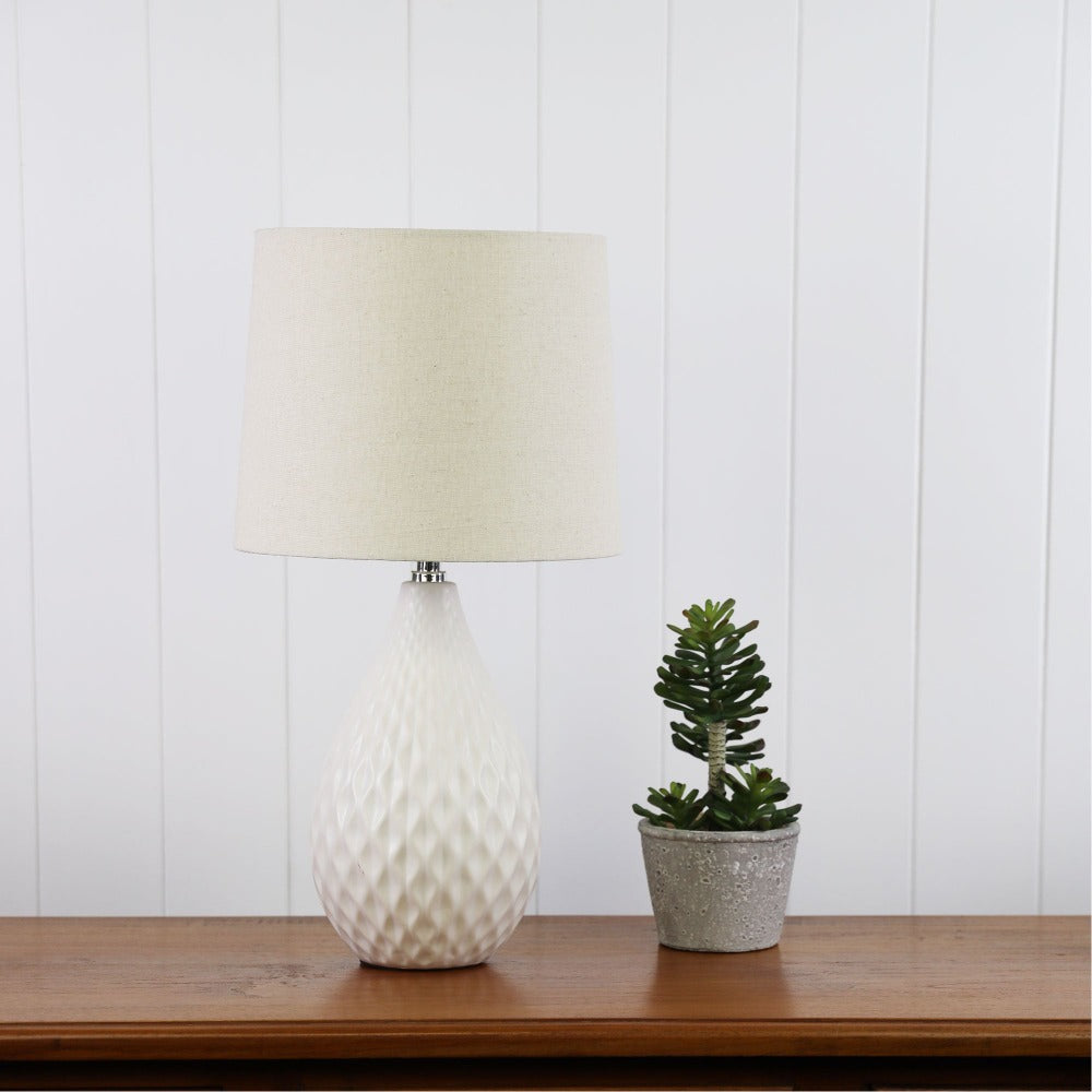 Oriel DANU Table Lamp - Ceramic, with Shade-Oriel Lighting-Ozlighting.com.au