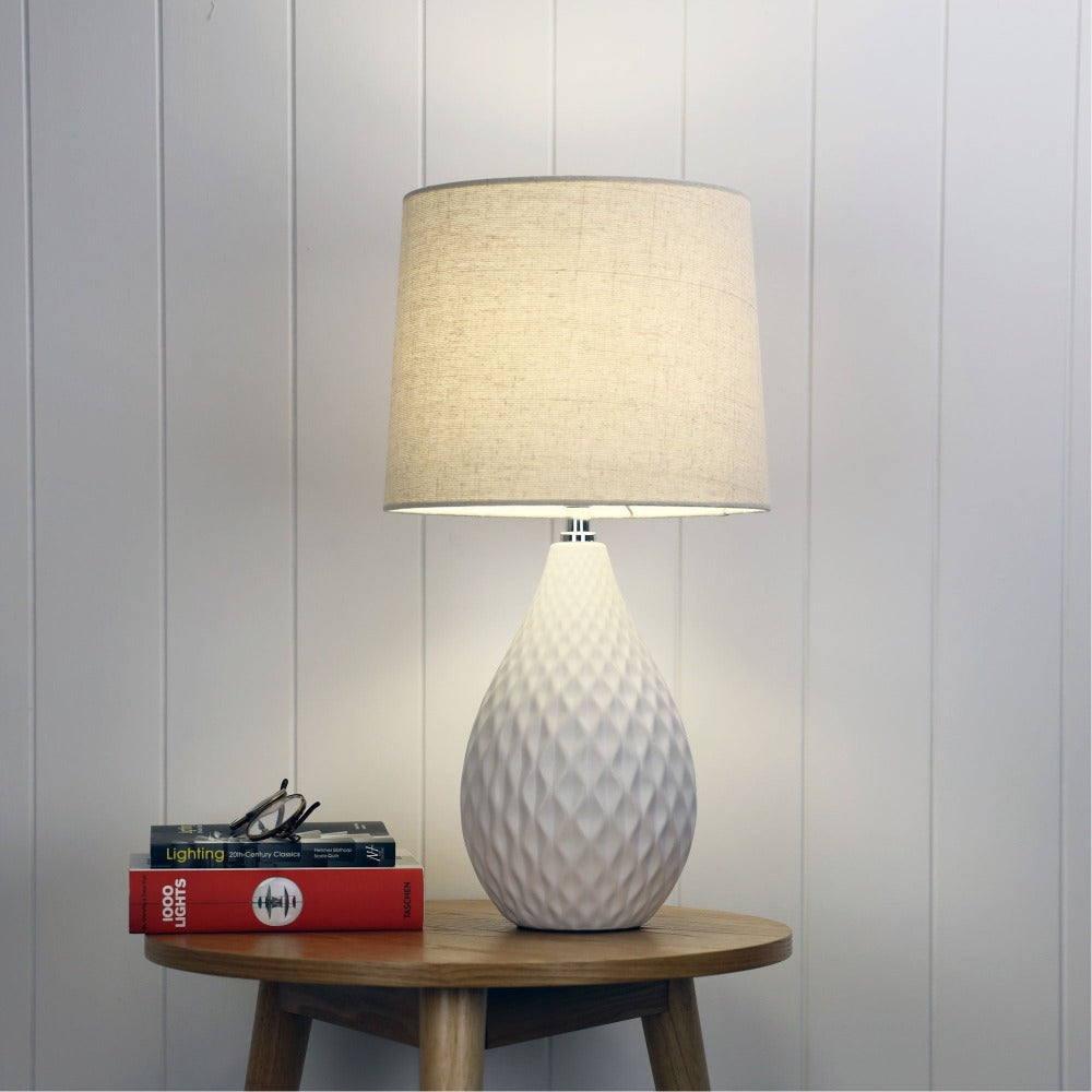 Oriel DANU Table Lamp - Ceramic, with Shade-Oriel Lighting-Ozlighting.com.au
