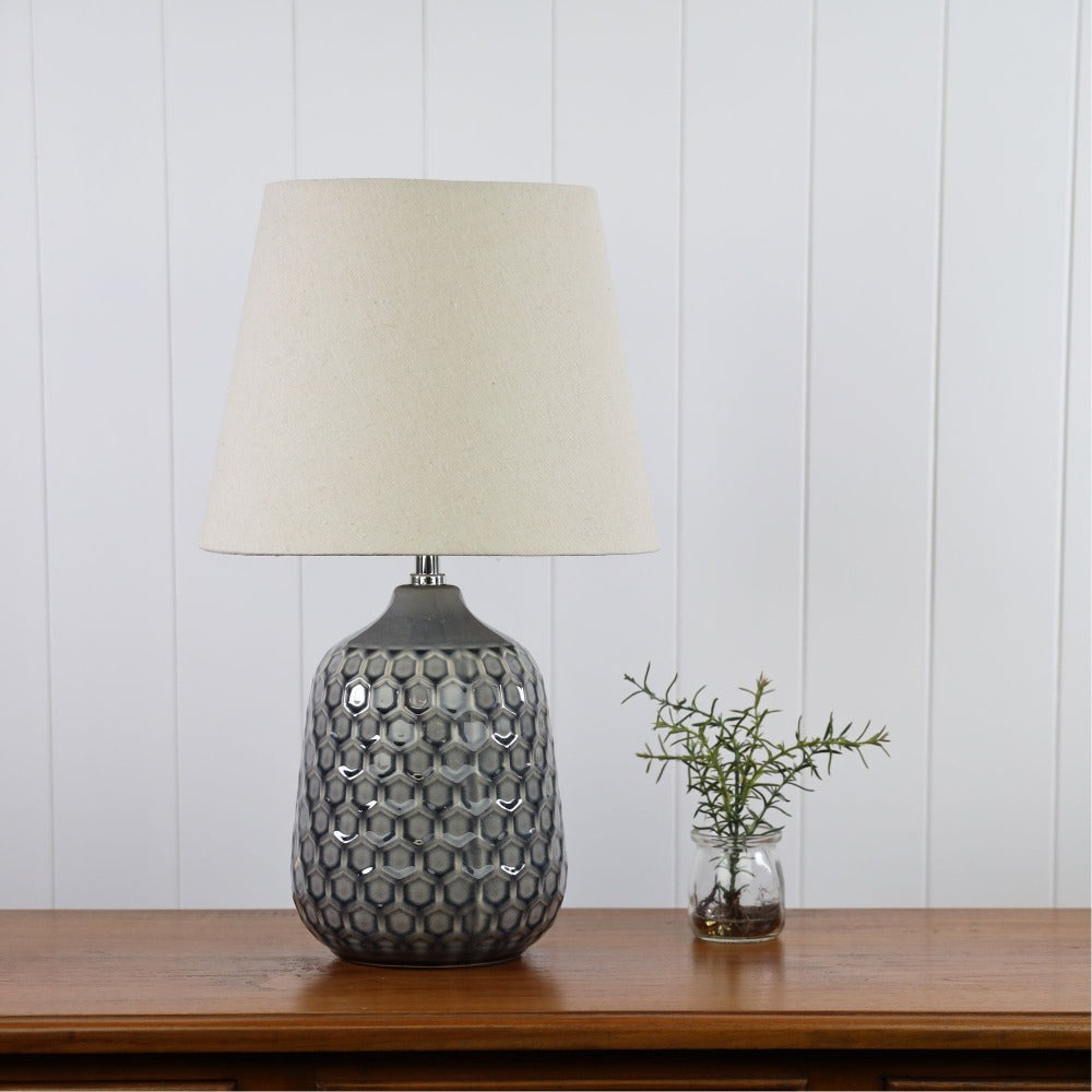 Oriel DARIA Table Lamp - Ceramic, with Shade-Oriel Lighting-Ozlighting.com.au