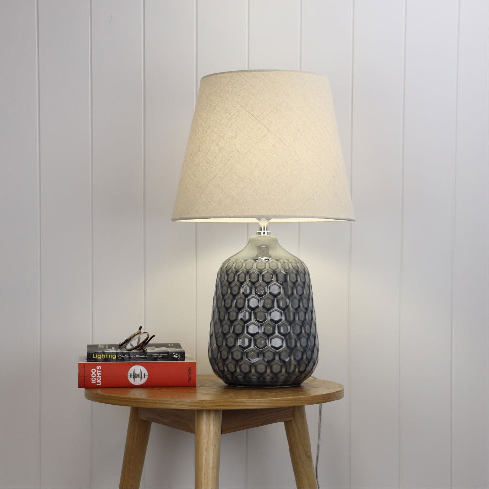 Oriel DARIA Table Lamp - Ceramic, with Shade-Oriel Lighting-Ozlighting.com.au