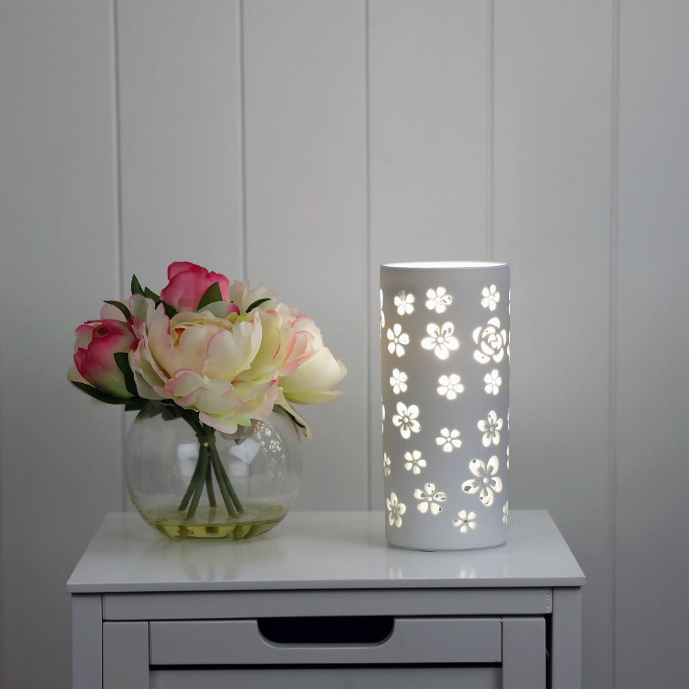 Oriel DIANNA Lamp - 25W, Ceramic, with Floral Or Astral Pattern-Oriel Lighting-Ozlighting.com.au