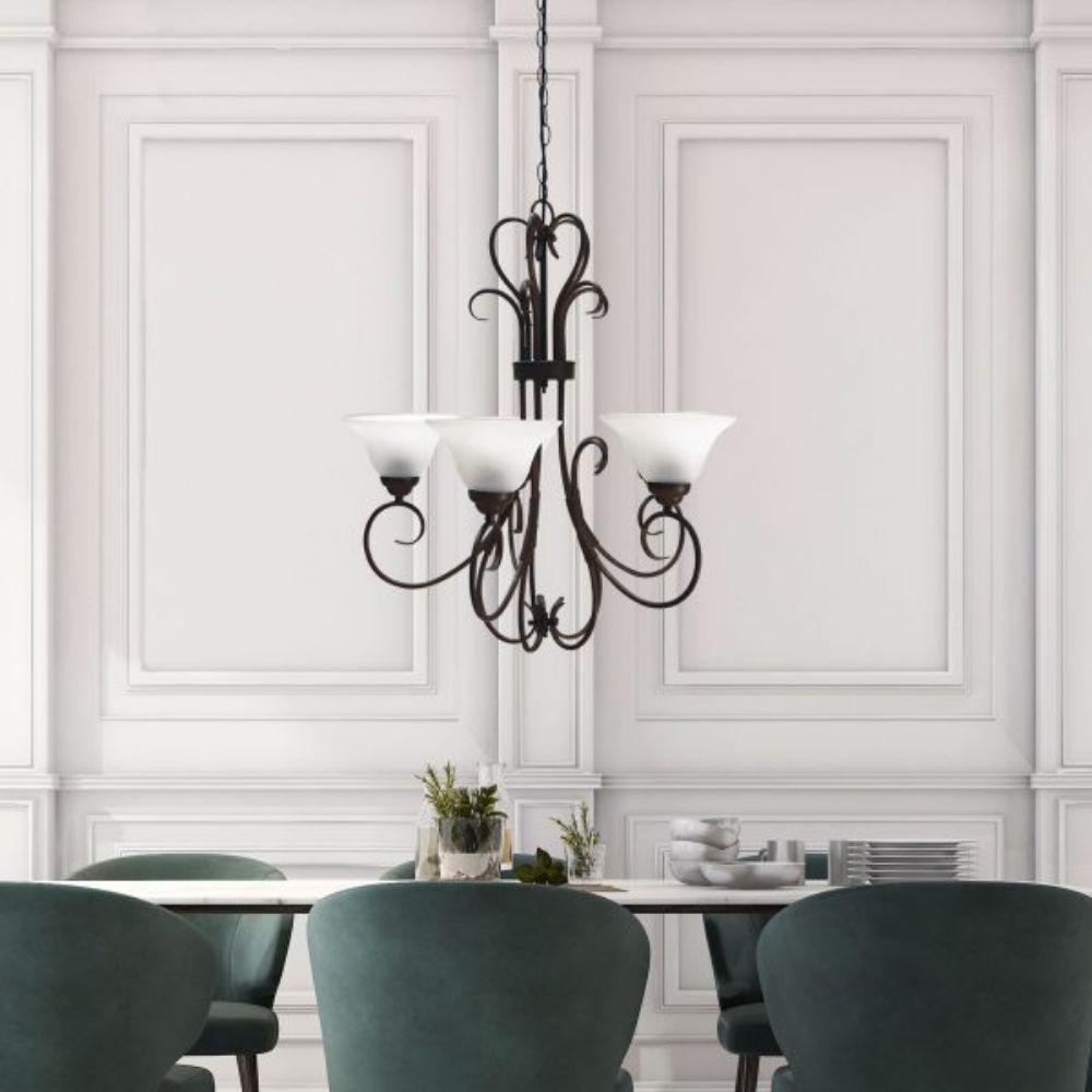 Oriel GASTON - 5 Light Frost Pendant-Oriel Lighting-Ozlighting.com.au
