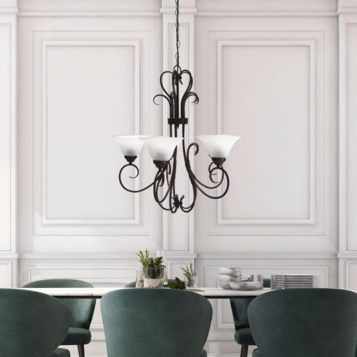 Oriel GASTON - 5 Light Frost Pendant-Oriel Lighting-Ozlighting.com.au