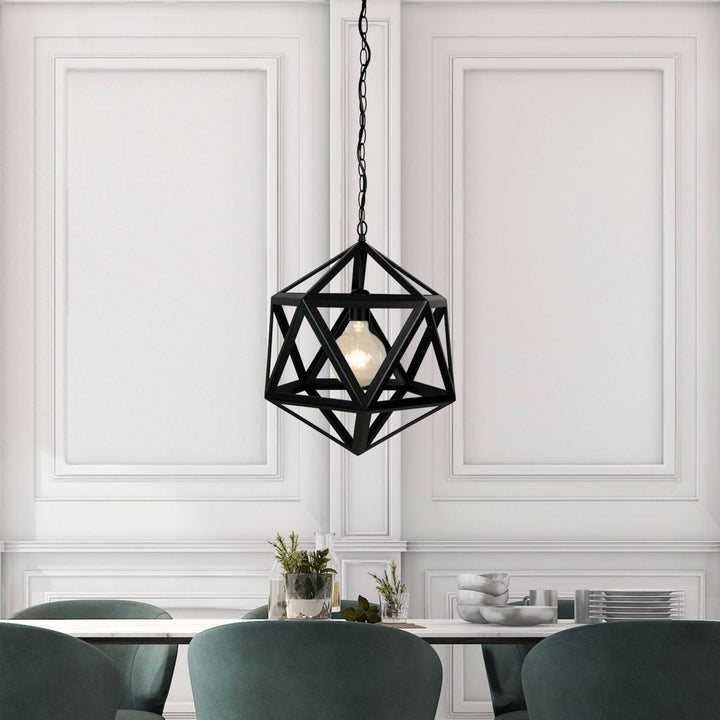 Oriel GEO - 1/4 Light Geometric Matt Black Pendant-Oriel Lighting-Ozlighting.com.au