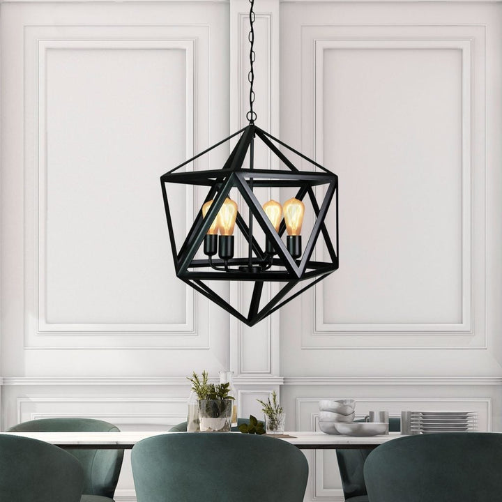 Oriel GEO - 1/4 Light Geometric Matt Black Pendant-Oriel Lighting-Ozlighting.com.au