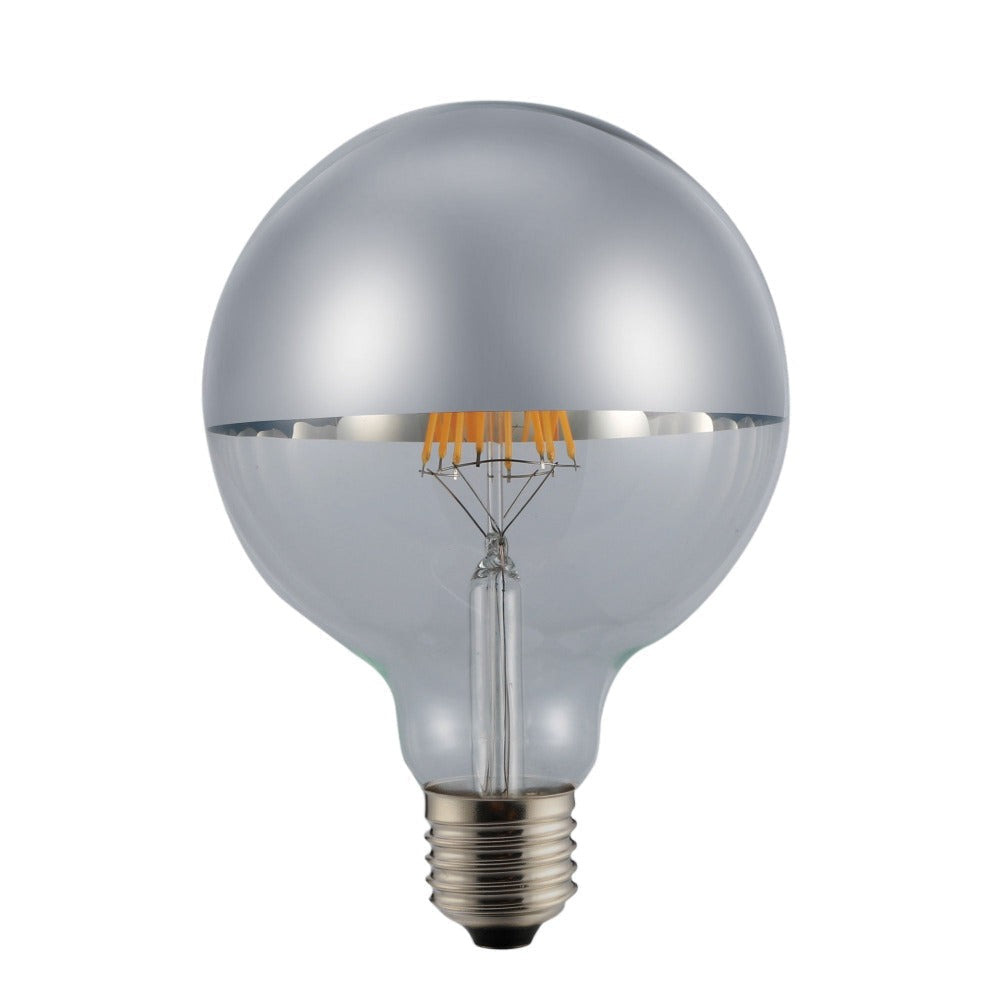Oriel GLOBE-CROWN LED Globe - 6W, G95 Shape Spherical Crown Silver Decorative, 2700K, E27-Oriel Lighting-Ozlighting.com.au