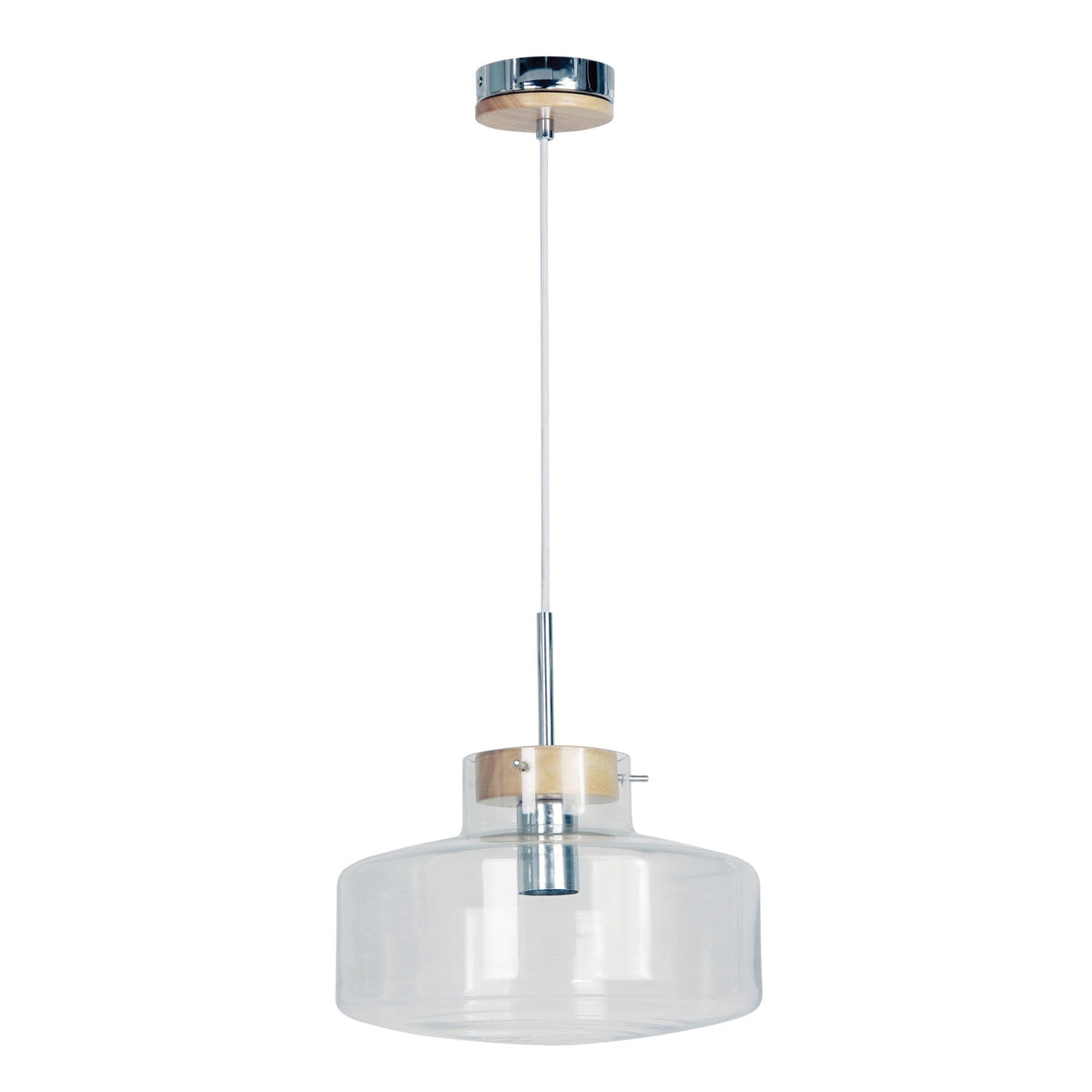 Oriel HOLBECK Pendant - 1 Light Clear Glass and Timber-Oriel Lighting-Ozlighting.com.au
