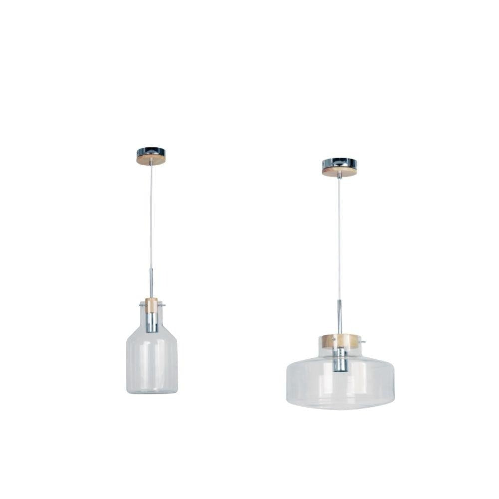 Oriel HOLBECK Pendant - 1 Light Clear Glass and Timber-Oriel Lighting-Ozlighting.com.au
