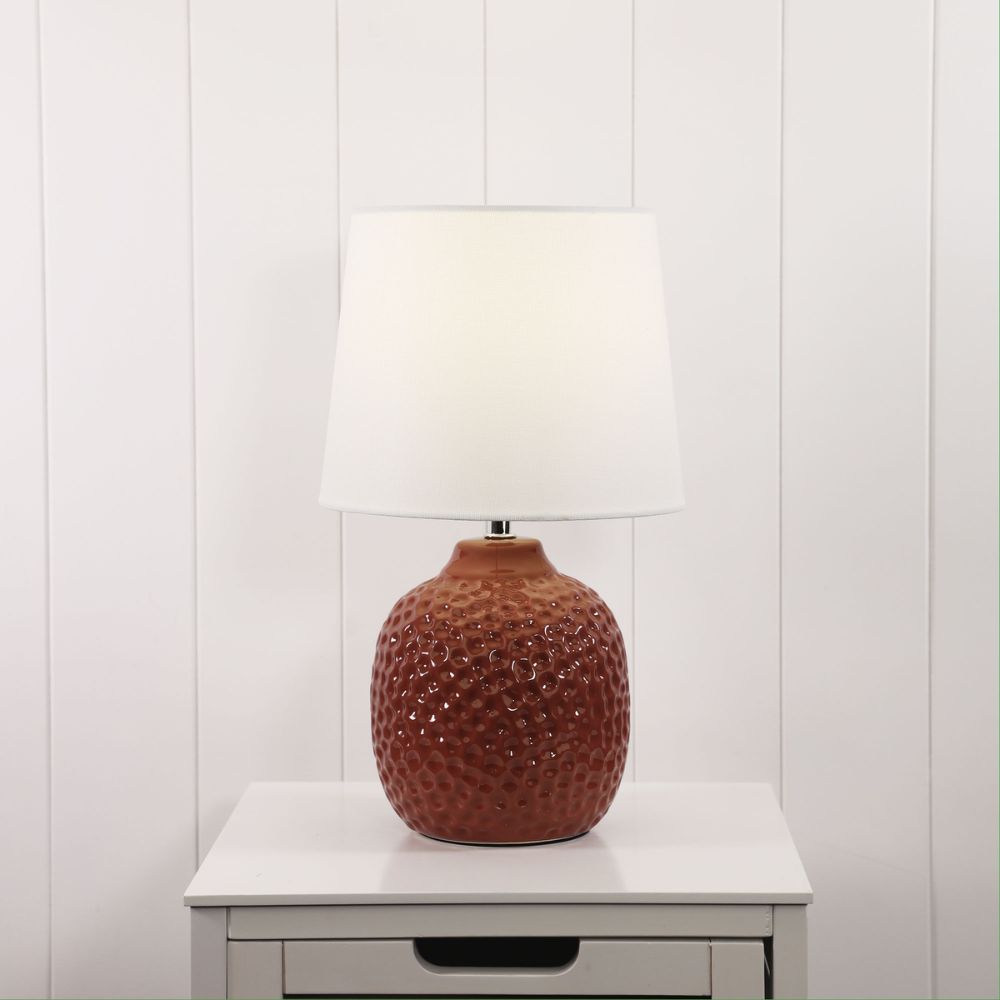 Oriel LILIA - Pink Textured Ceramic Table Lamp-Oriel Lighting-Ozlighting.com.au