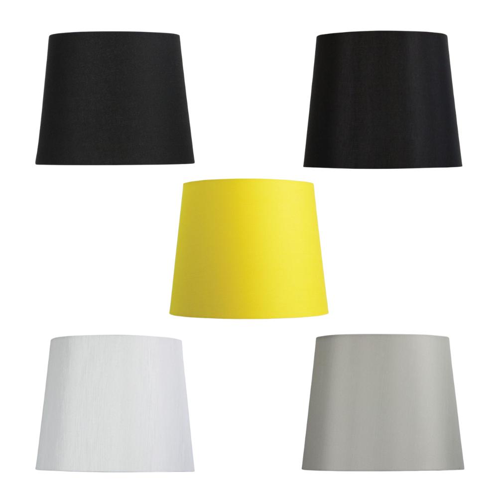 Oriel LINEN Lamp Shade - 27cm Hardbacked Linen Table, Satin Black-Oriel Lighting-Ozlighting.com.au
