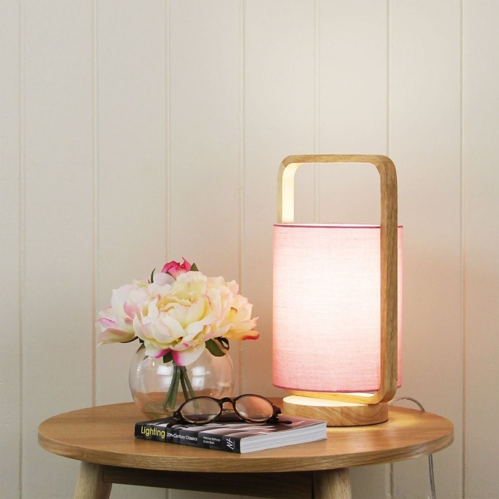 Oriel LUCIA Table Lamp - Natural Timber and Cotton-Oriel Lighting-Ozlighting.com.au