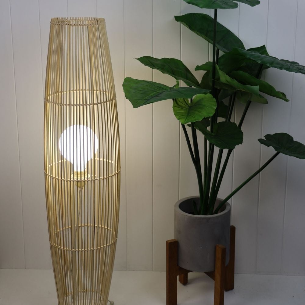 Oriel MATRAM Floor Lamp - Rattan-Oriel Lighting-Ozlighting.com.au
