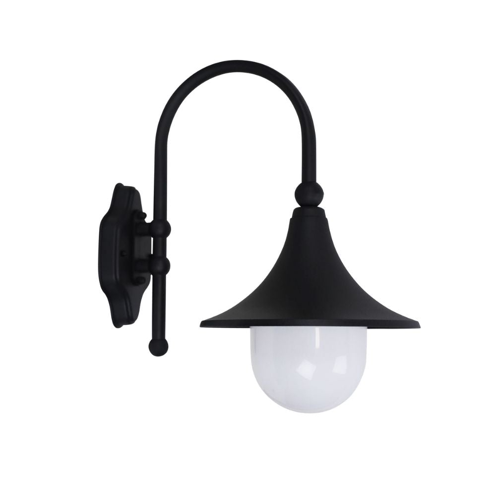 Oriel MOCA - 1 Light Curved Arm Downward Outdoor Wall Light IP44-Oriel Lighting-Ozlighting.com.au