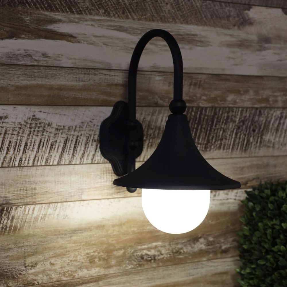 Oriel MOCA - 1 Light Curved Arm Downward Outdoor Wall Light IP44-Oriel Lighting-Ozlighting.com.au