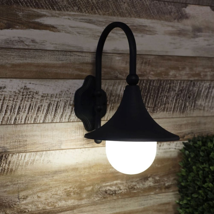 Oriel MOCA - 1 Light Curved Arm Downward Outdoor Wall Light IP44-Oriel Lighting-Ozlighting.com.au