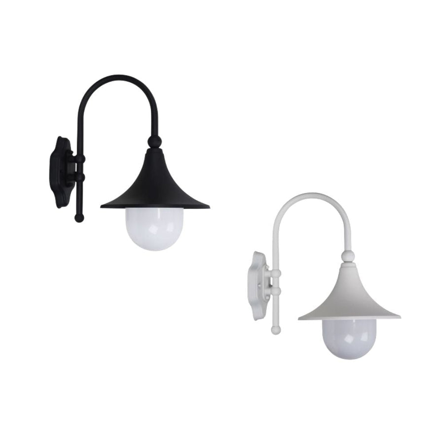 Oriel MOCA - 1 Light Curved Arm Downward Outdoor Wall Light IP44-Oriel Lighting-Ozlighting.com.au
