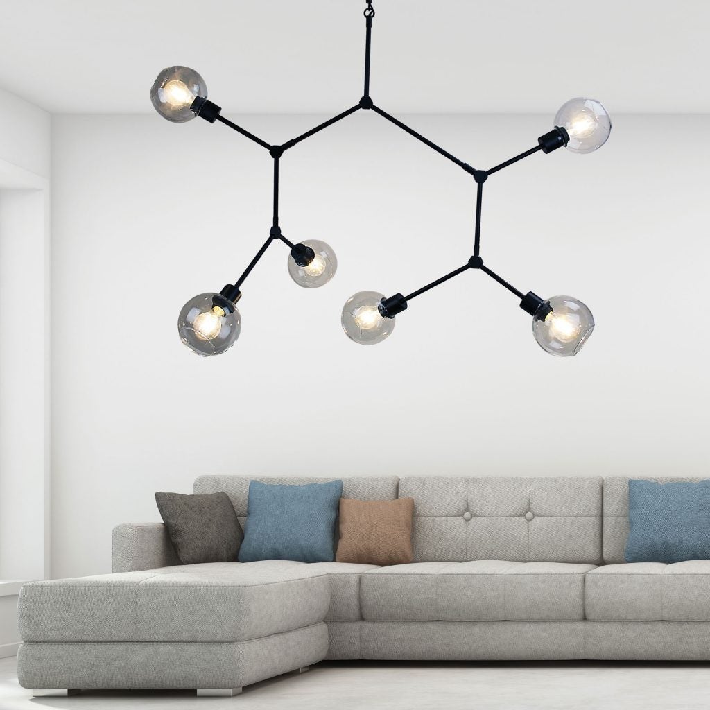 Oriel PADUA - 6 Light Contemporary Clear Glass Pendant-Oriel Lighting-Ozlighting.com.au