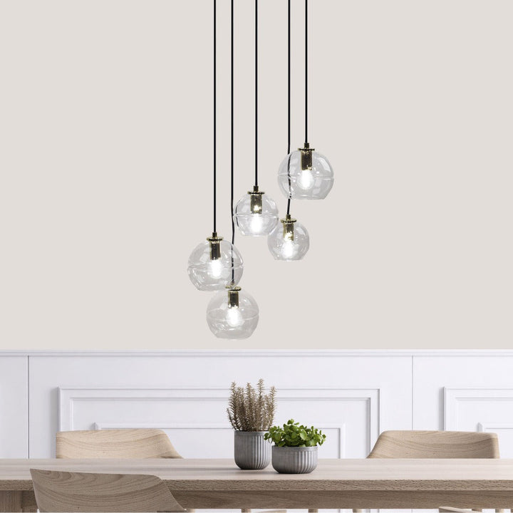 Oriel RENO - 5 Light Clear Glass Pendant-Oriel Lighting-Ozlighting.com.au