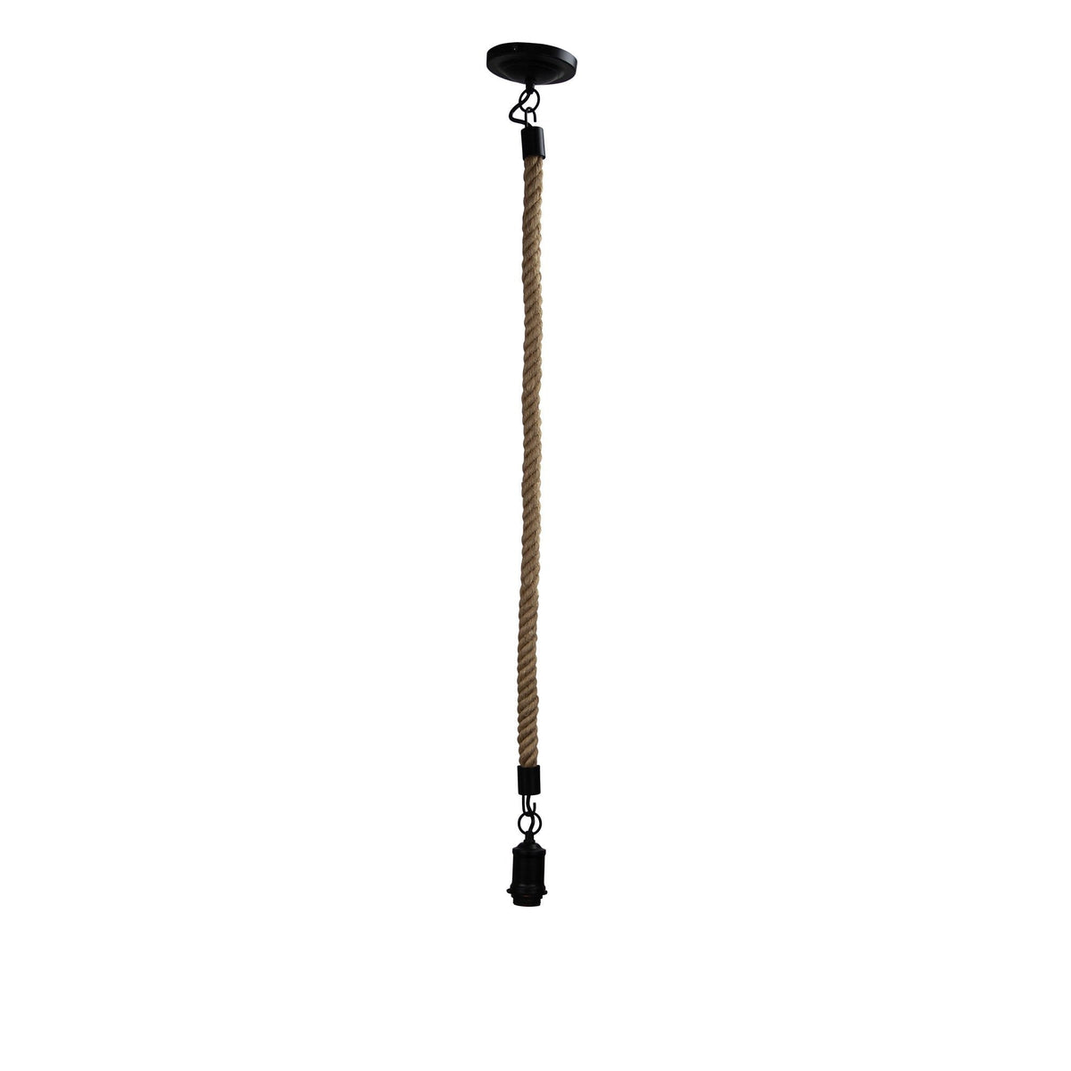 Oriel ROPE Pendant - 1 Light Matt Black and Coir Rope Cable Suspension-Oriel Lighting-Ozlighting.com.au