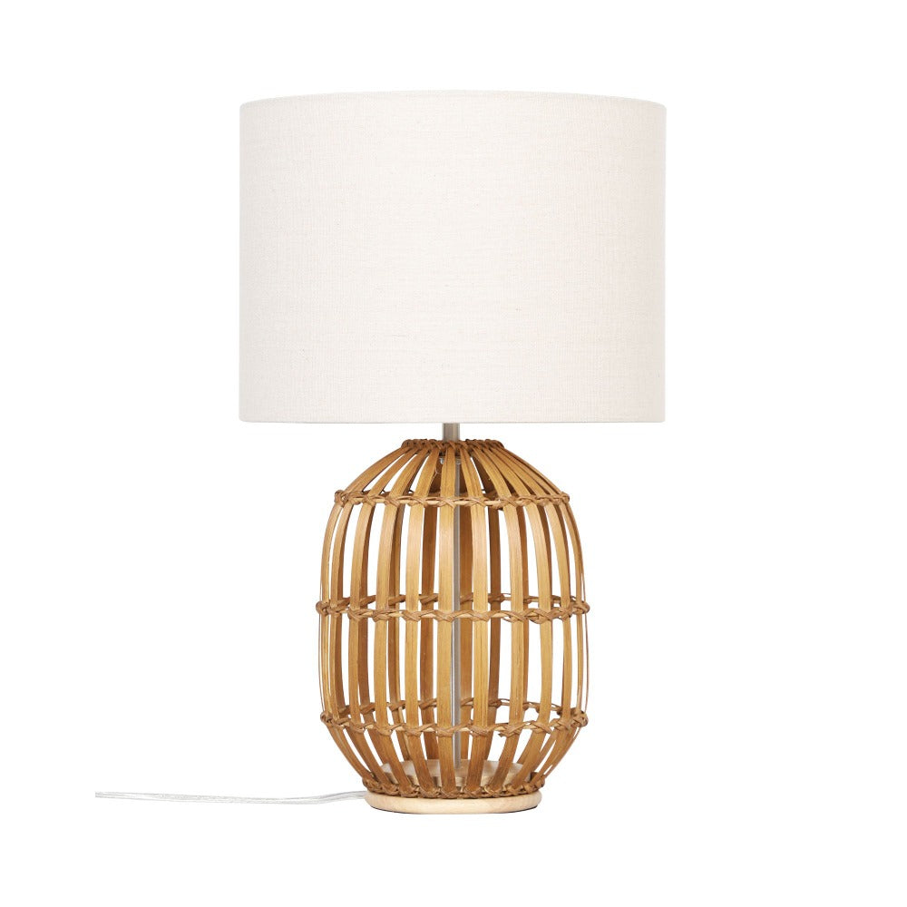 Oriel TEGAL Table Lamp - Bamboo, with Beige Linen Shade-Oriel Lighting-Ozlighting.com.au