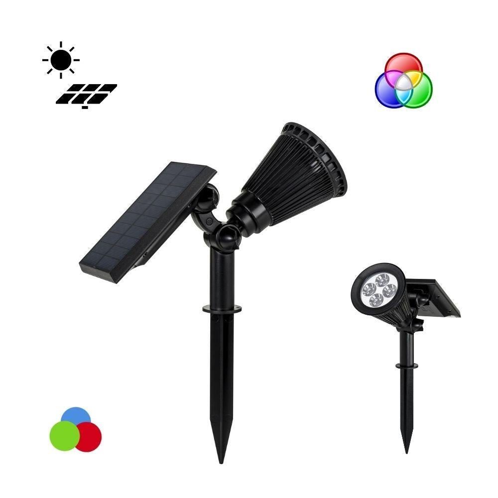Solar Lighting Direct SLDGS0053-RGB Portable Solar LED Garden Spike Light - 2W, Attached Panel IP44 Colour Change-Solar Lighting Direct-Ozlighting.com.au