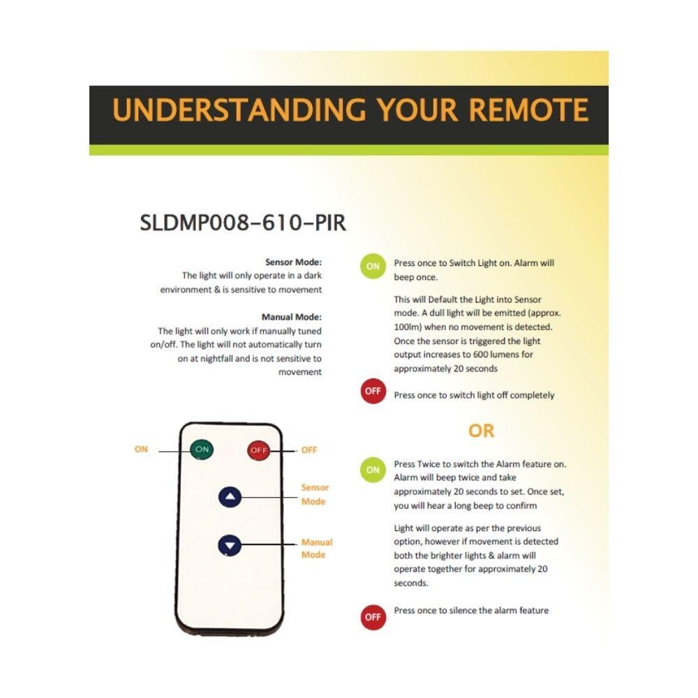 Solar Lighting Direct SLDMP008 - Solar Powered 6W LED Exterior Multi-Purpose Wall Light With Piezo Sensor Alarm IP65 5000K-Solar Lighting Direct-Ozlighting.com.au