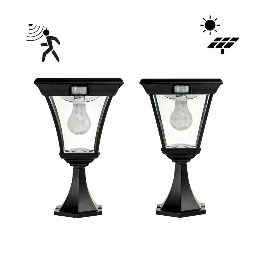 Solar Lighting Direct SLDPIL0008A/18A - Solar Powered 6.2W IP44 LED Flat Top Traditional Exterior Pillar Light With Sensor 5000K-Solar Lighting Direct-Ozlighting.com.au