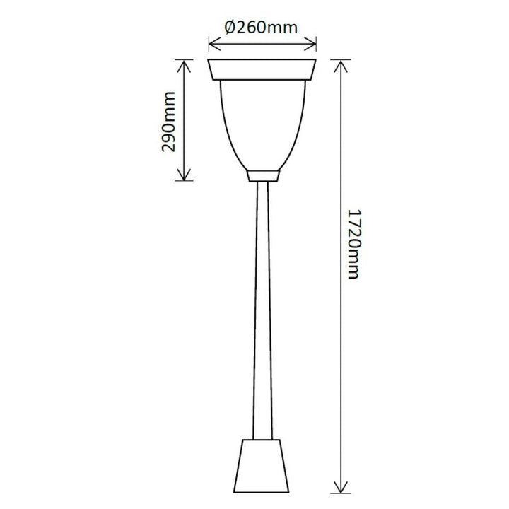 Solar Lighting Direct SLDPL0007A - Solar Powered 6.2W IP44 LED Traditional Exterior Single Post Light With Sensor 5000K-Solar Lighting Direct-Ozlighting.com.au