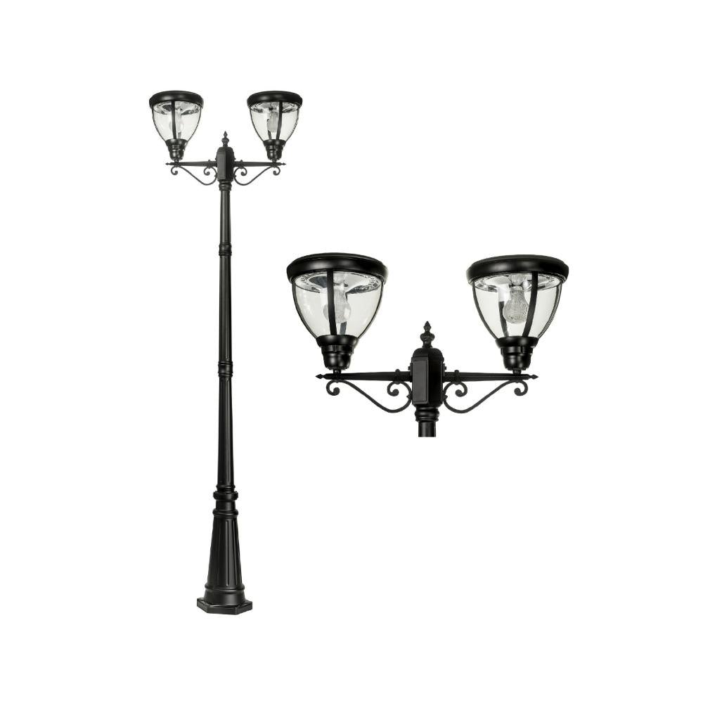 Solar Lighting Direct SLDPL0007B Solar LED Outdoor Post Light - 12.4W IP44 Traditional Twin, Sensor 5000K-Solar Lighting Direct-Ozlighting.com.au