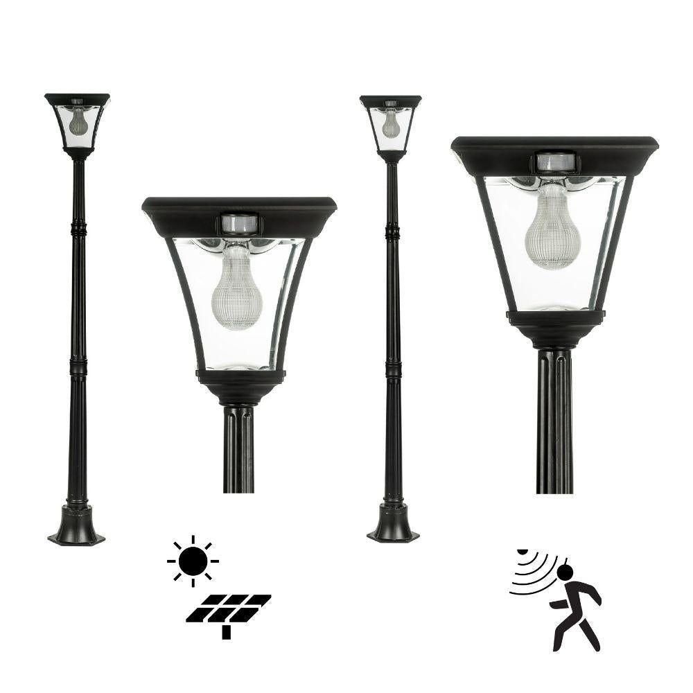 Solar Lighting Direct SLDPL0008A/18A Solar LED Outdoor Post Light - 6.2W IP44 Flat Top Traditional Single, Sensor 5000K-Solar Lighting Direct-Ozlighting.com.au