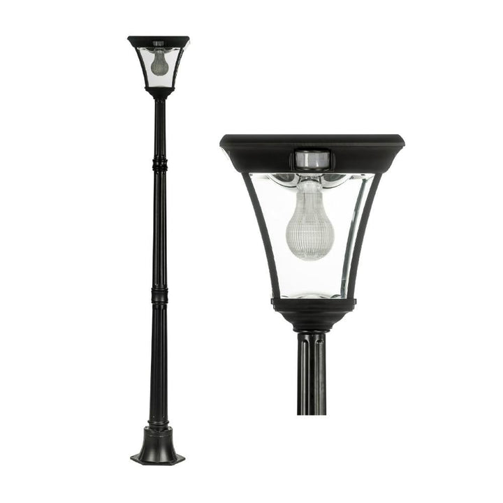 Solar Lighting Direct SLDPL0008A/18A - Solar Powered 6.2W IP44 LED Flat Top Traditional Exterior Single Post Light With Sensor 5000K-Solar Lighting Direct-Ozlighting.com.au