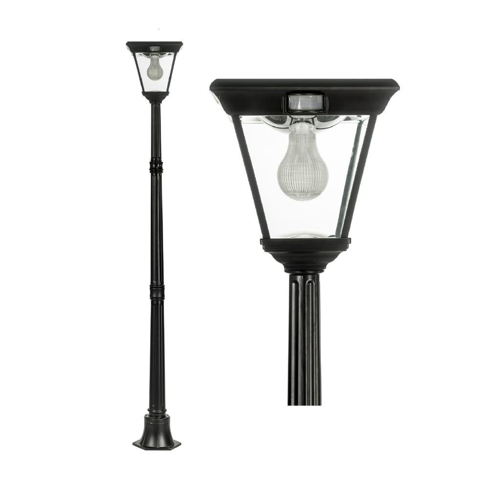 Solar Lighting Direct SLDPL0008A/18A - Solar Powered 6.2W IP44 LED Flat Top Traditional Exterior Single Post Light With Sensor 5000K-Solar Lighting Direct-Ozlighting.com.au
