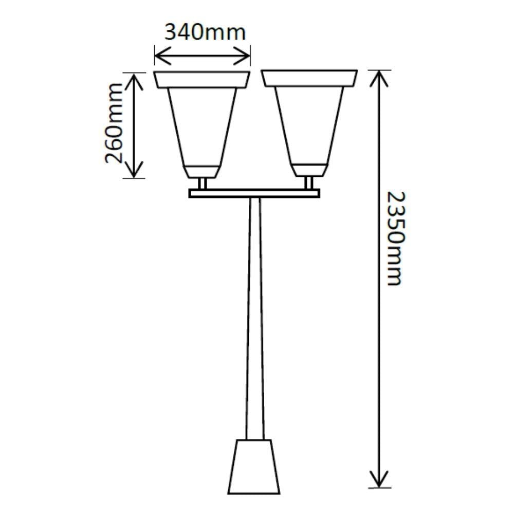 Solar Lighting Direct SLDPL0008B/18B Solar LED Outdoor Post Light - 12.4W IP44 Flat Top Traditional Twin, Sensor 5000K-Solar Lighting Direct-Ozlighting.com.au