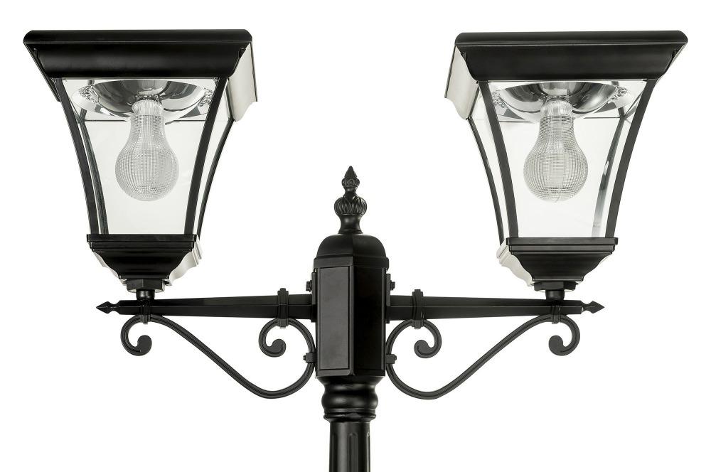 Solar Lighting Direct SLDPL0008B/18B - Solar Powered 12.4W IP44 LED Flat Top Traditional Exterior Twin Post Light With Sensor 5000K-Solar Lighting Direct-Ozlighting.com.au