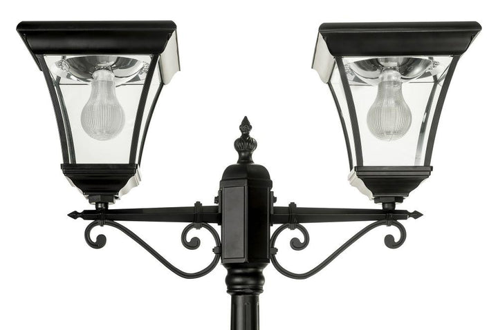 Solar Lighting Direct SLDPL0008B/18B - Solar Powered 12.4W IP44 LED Flat Top Traditional Exterior Twin Post Light With Sensor 5000K-Solar Lighting Direct-Ozlighting.com.au