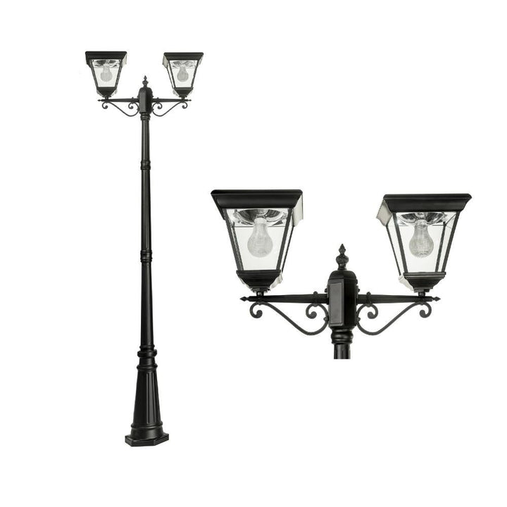 Solar Lighting Direct SLDPL0008B/18B - Solar Powered 12.4W IP44 LED Flat Top Traditional Exterior Twin Post Light With Sensor 5000K-Solar Lighting Direct-Ozlighting.com.au