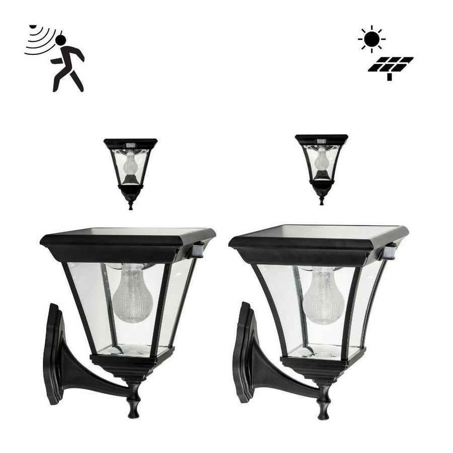 Solar Lighting Direct SLDWL0008A/18A - Solar Powered 6.2W IP44 LED Flat Top Traditional Exterior Wall Light With Sensor 5000K-Solar Lighting Direct-Ozlighting.com.au