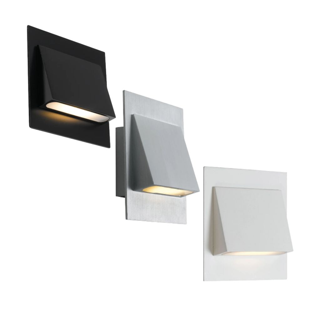 Telbix BREA Recessed LED Step Light - 3W, Indoor Square Semi, IP20-Telbix-Ozlighting.com.au