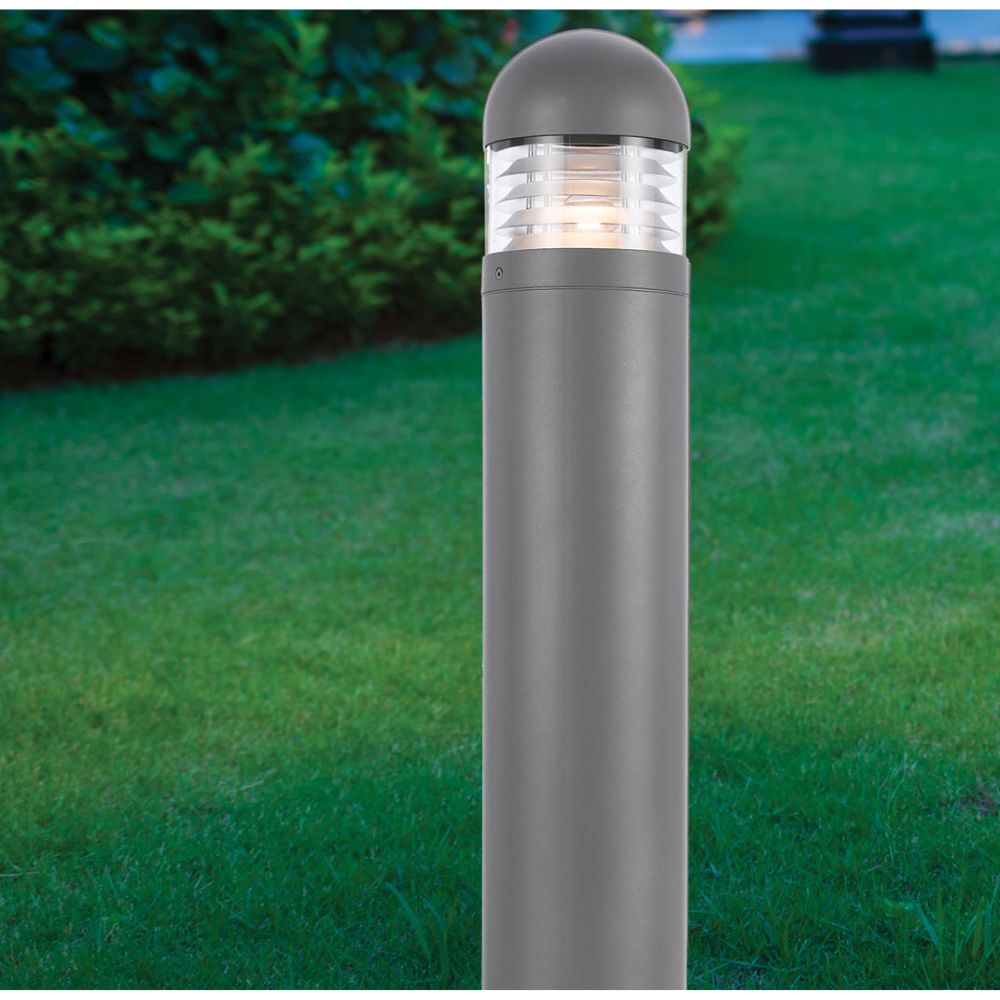 Telbix HARBOR Outdoor Bollard Light - Louvred, Black, E27-Telbix-Ozlighting.com.au