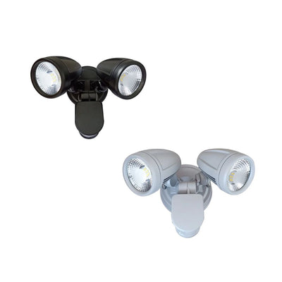Telbix ILLUME - 20W LED Twin Head Exterior Spotlight With Sensor IP44 - 5000K-Telbix-Ozlighting.com.au