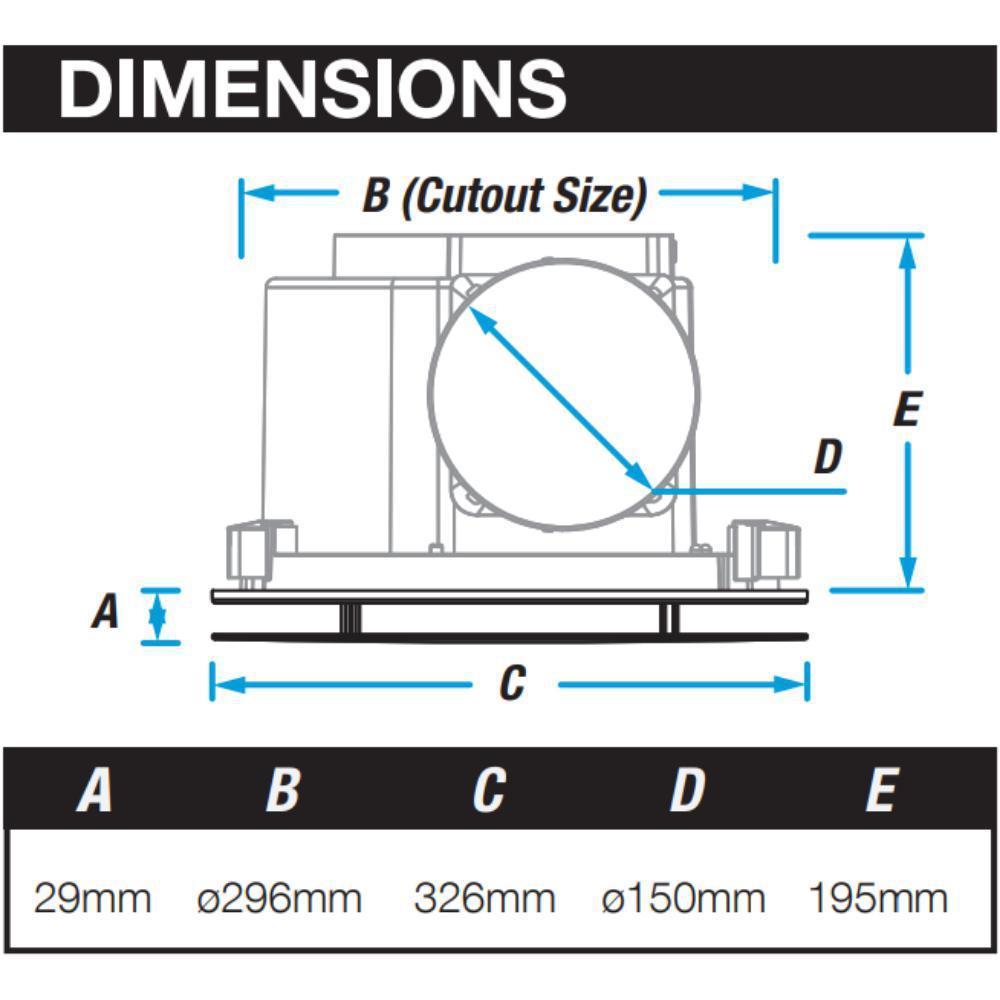Ventair AIRBUS-300 - Ultimate Air Extraction Low Profile - Square or Round - Exhaust Fan -Ventair-Ozlighting.com.au