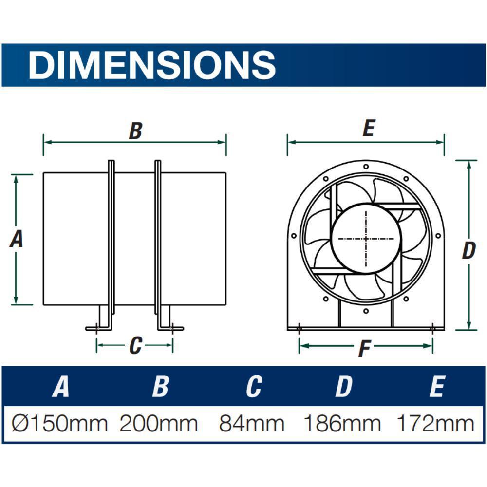 Ventair INLINE-150 Exhaust Fan - Axial Inline 150mm-Ventair-Ozlighting.com.au