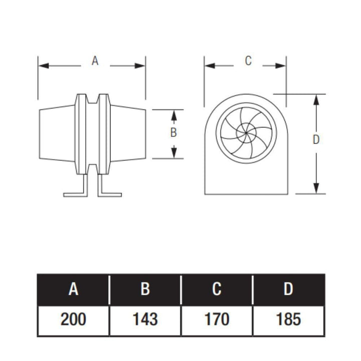 Ventair INLINE-HYPER150 - Manrose Hyper150 EC 150mm Axial Extraction Fan-Ventair-Ozlighting.com.au