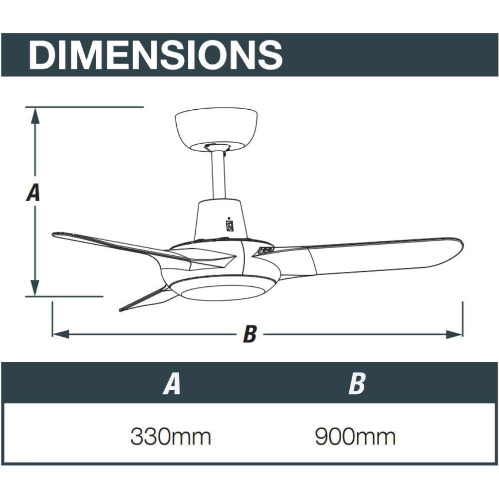 Ventair SPYDA-36 - 3 Blade 900mm 36" Fully Moulded PC AC Ceiling Fan - Titanium-Ventair-Ozlighting.com.au