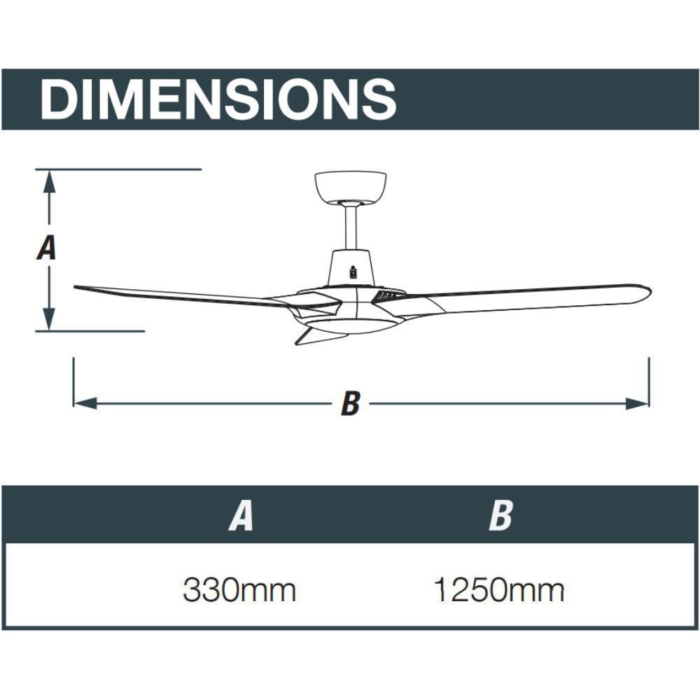 Ventair SPYDA-50 AC Ceiling Fan - 3 Blade 1250mm 50" Fully Moulded PC, Bamboo-Ventair-Ozlighting.com.au