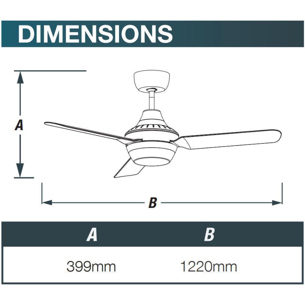 Ventair STANZA-48-LIGHT-REMOTE AC Ceiling Fan - 3 Blade 1220mm 48", Light and Remote-Ventair-Ozlighting.com.au
