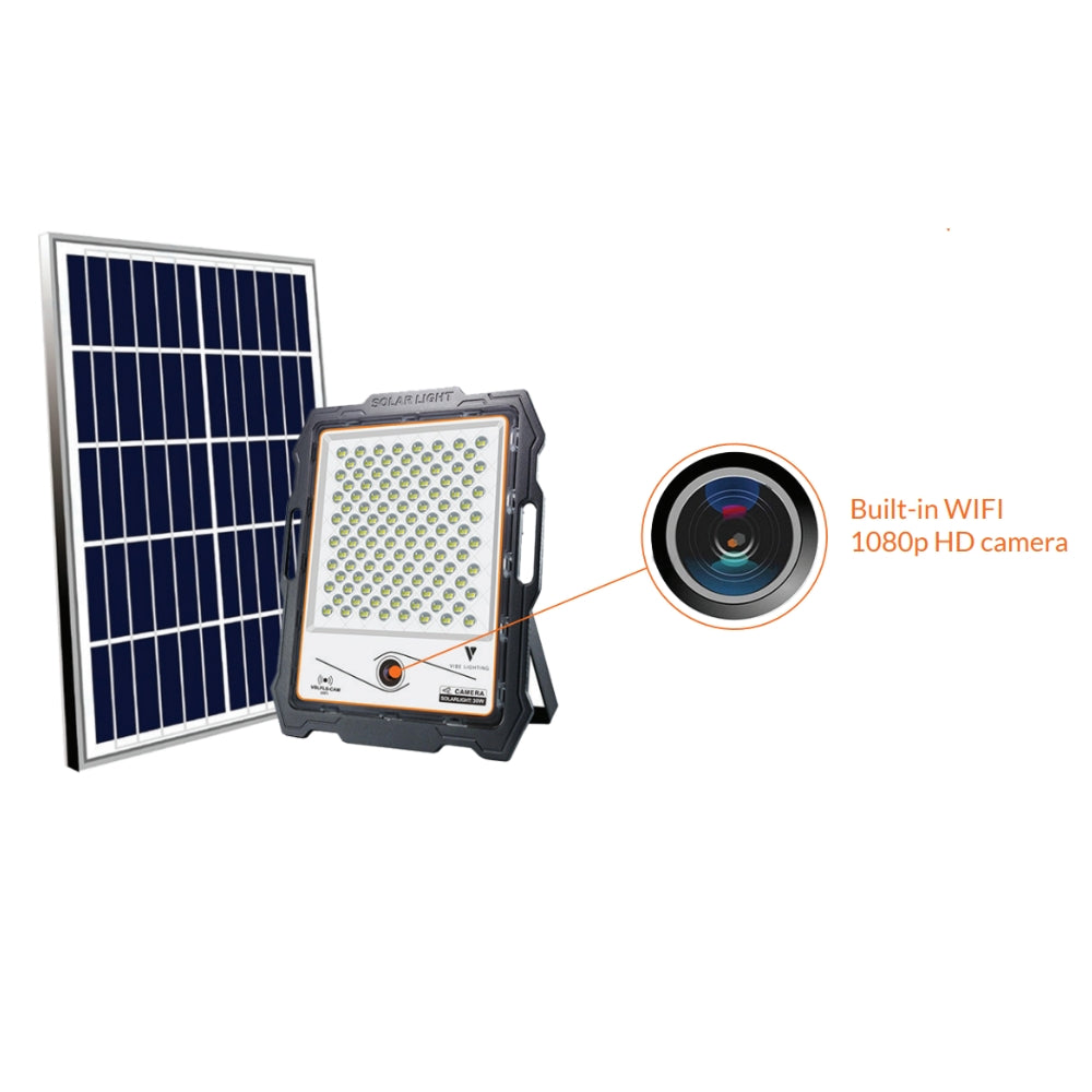 Vibe VBLFLS-CAM LED Floodlight - 20W/30W, 5000K, 2MP Remote Camera, Solar-Vibe Lighting-Ozlighting.com.au