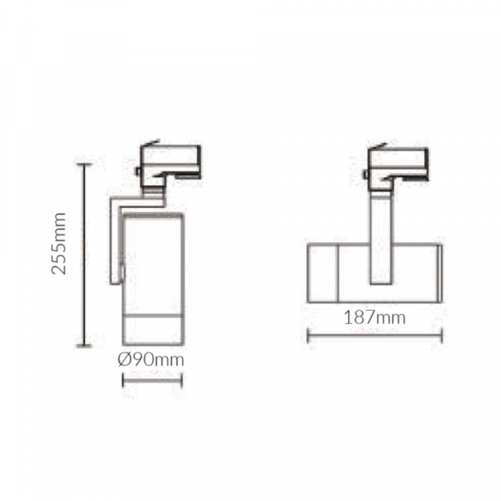 Vibe VBLTL-125 - 20W LED Single Circuit Track Mounted Head Spot Light - 3000K-Vibe Lighting-Ozlighting.com.au