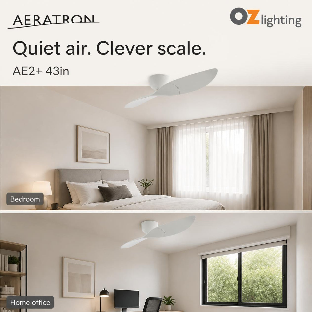 Aeratron AE2+ DC Ceiling Fan - 43" 1092mm 2 Blade-Aeratron-Ozlighting.com.au