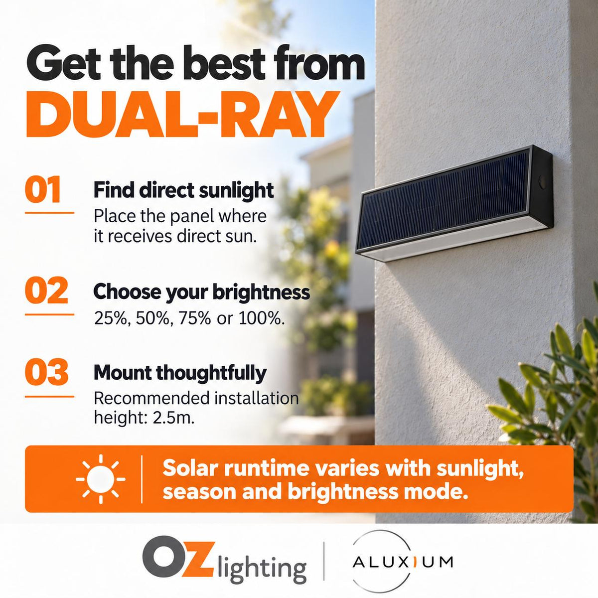 Aluxium DUAL-RAY Wall Light - 4000K, IP44, Up/Down, Solar-Aluxium-Ozlighting.com.au